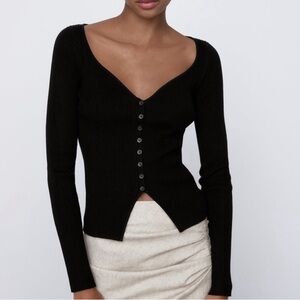 Zara Black Button-Up Women's Sweater size M #25